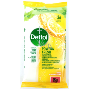 Dettol Power & Fresh Citron Antibakteriálne utierky na povrch 36 ks