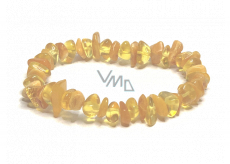 Jantár baltický med / zlatý náramok elastický sekaný prírodný, 16 - 17 cm, stvrdnuté slnečné svetlo