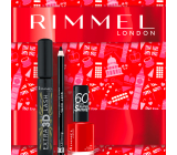 Rimmel London Extra 3D Lash mascara 003 Extreme Black 8 ml + Soft Kohl Kajal ceruzka na oči 061 1,5 g + 60 Seconds Super Shine Nail Polish 315 Queen Of Tarts 8 ml, kozmetická sada pre ženy