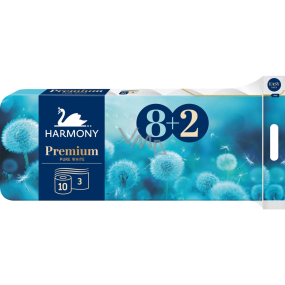 Harmony Premium Pure White biely toaletný papier bez vône 17,5 m 3-vrstvový 10 kusov