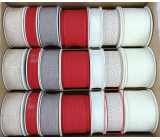 Ditipo Vianočná textilná stuha Nordic juta béžová s bielymi ornamentmi 2 m x 25 mm