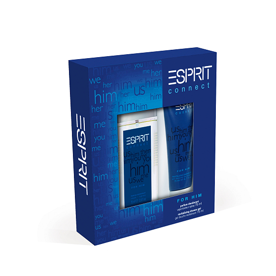 Esprit Connect for Him parfumovaný dezodorant sklo pre mužov 75 ml + sprchový gél 75 ml, kozmetická sada
