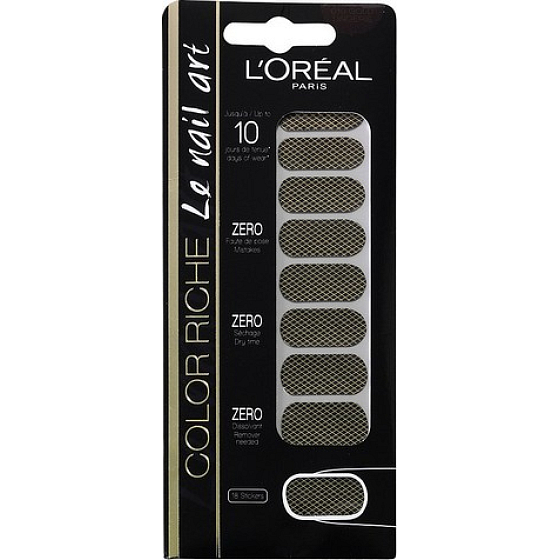 Loreal Paris Color Riche Le Nail Art samolepky na nechty 010 Gold Lingerie 18 kusov