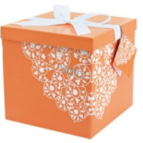 Anjel Darčeková krabička skladacia s mašľou Oranžová 22 x 22 x 13 cm
