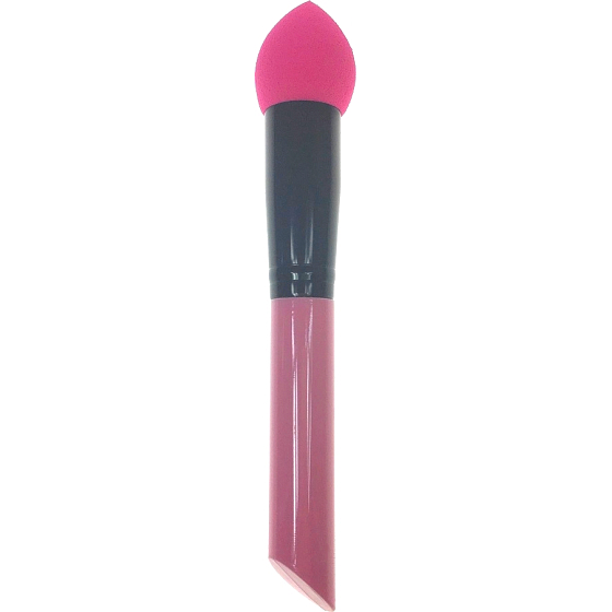 Kozmetický štetec s penovou hubkou ružovo-čierna rukoväť 16 cm 30390