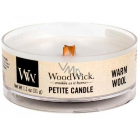 Woodwick Warm Wool - Hrejivá vlna vonná sviečka s dreveným knôtom petite 31 g