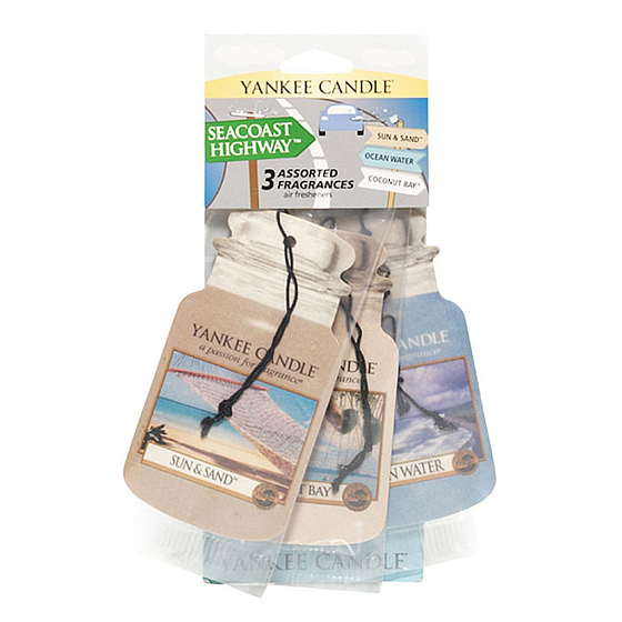 Yankee Candle Seacoast Highway - Mix slnečných lúčov Classic visačka do auta papierová sada 12 gx 3 kusy