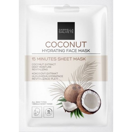 Gabriella salvy 15 Minutes Sheet Mask Coconut hydratačná textilné pleťová maska 1 kus