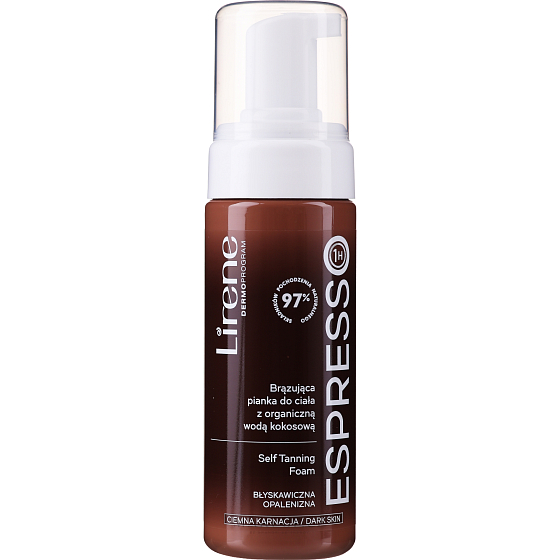 Lirene Espresso bronzujúci telová pena s organickou kokosovou vodou pre opálenú pokožku 150 ml