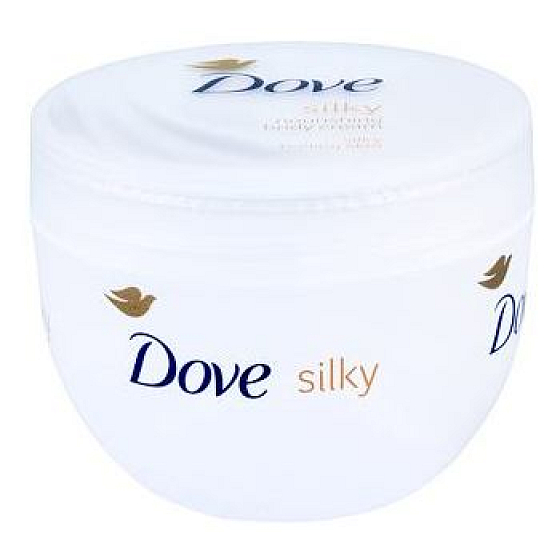 Dove Silky vyživujúci telový krém na celé telo s čistým hodvábom 300 ml