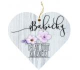 Bohemia Gifts Dřevěné dekorační srdce s potiskem Babička 12 cm