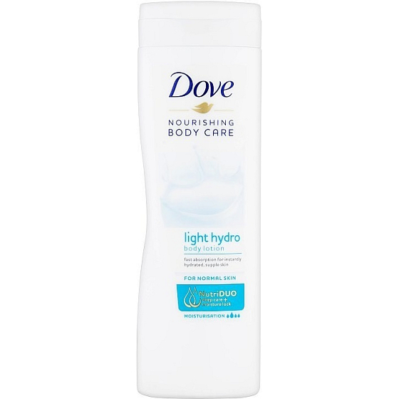 Vyživujúca telová starostlivosť Dove Light Hydro Body Milk pre normálnu pokožku 400 ml