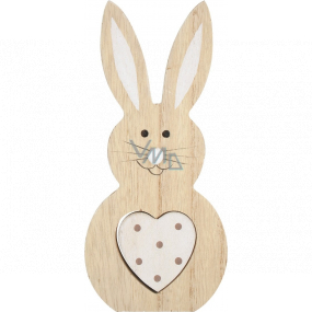 Drevený zajac s bielym srdcom 16 cm