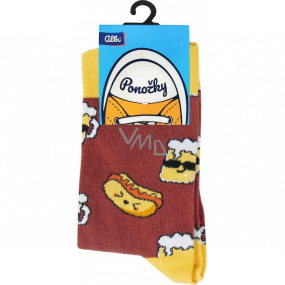 Albi Farebné ponožky univerzálnej veľkosti Hot Dog s pivom 1 pár