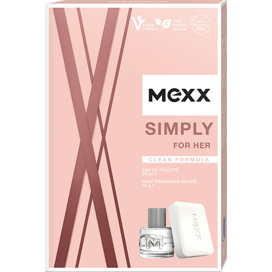 Mexx Simply for Her toaletná voda 20 ml + toaletné mydlo 75 g, darčeková súprava pre ženy
