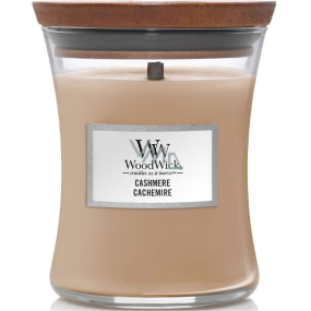 WoodWick Cashmere vonná sviečka s dreveným knôtom a viečkom sklenená stredná 275 g
