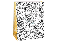 Ditipo Darčeková papierová taška 22 x 10 x 29 cm Kreativ Biele čierne kvety