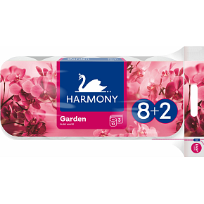 Harmony Premium Garden Pure White 3vrstvý toaletný papier, 8+2 rolí, role 17,5 m