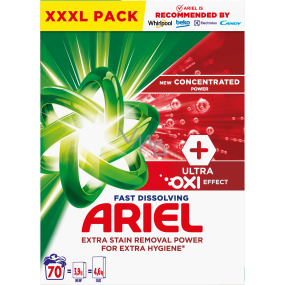 Ariel Ultra Oxi Effect prací prášok na odstraňovanie škvŕn a extra hygienu 70 dávok 3,85 kg