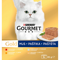 Purina Gourmet Gold pre mačky, tuniak, pečeň, moriak, hovädzia paštéta, 8x85 g
