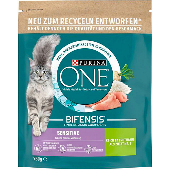 Purina One Sensitive granule pre mačky s morčacím mäsom a ryžou, 800 g