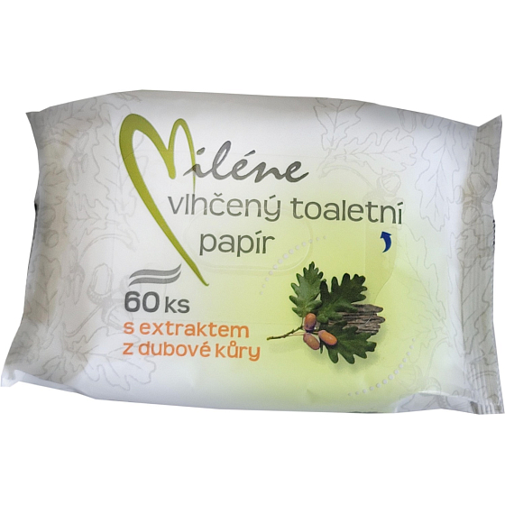 Miléne vlhčený toaletný papier s extraktom z dubovej kôry 60 ks