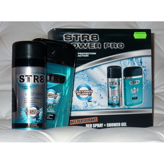 Str8 Power Pre Oxygen Burst dezodorant sprej 150 ml + sprchový gél 250 ml, kozmetická sada