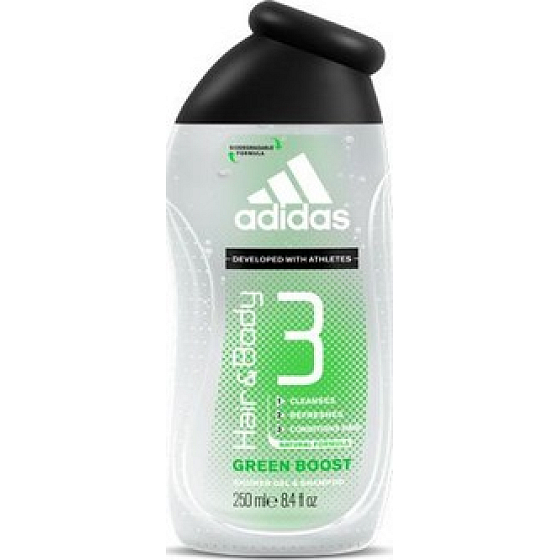 Adidas 3 Green Boost sprchový gél na telo a vlasy pre mužov 250 ml