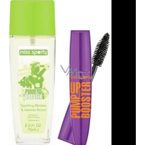 Miss Sporty Love 2 Love Pump Up Booster parfumovaný dezodorant sklo pre ženy 75 ml + Pump Up Booster riasenka Extra Black 12 ml, kozmetická sada