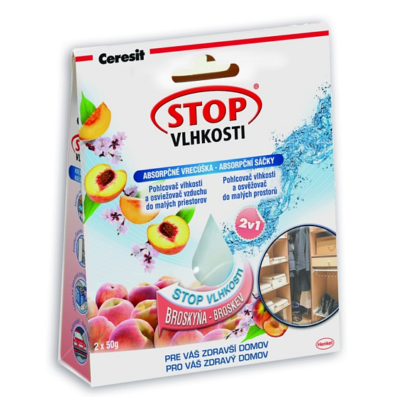 Ceresit Stop vlhkosti Broskyňa pohlcovač vlhkosti do malých priestorov 2 x 50 g