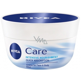 Nivea Care výživný denný krém na tvár, ruky a telo 50 ml