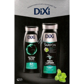 Dixi Muži 3v1 Aktívny relax sprchový gel 400 ml + šampón proti lupinám na vlasy 400 ml + kúpeľová huba, kozmetická sada