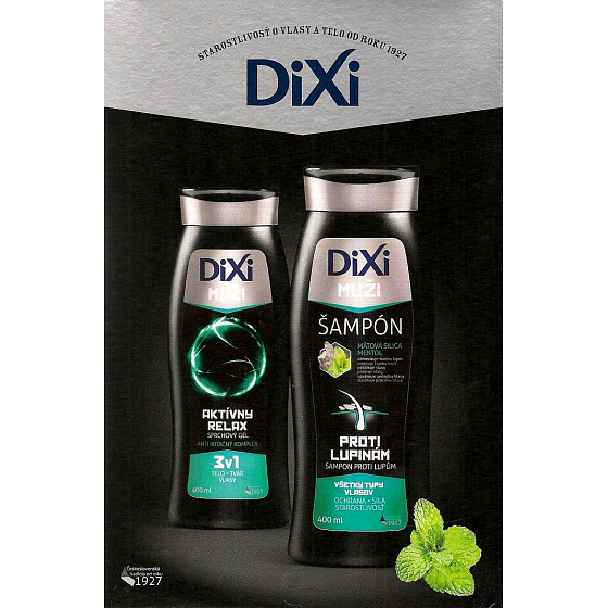 Dixi Muži 3v1 Aktívny relax sprchový gel 400 ml + šampón proti lupinám na vlasy 400 ml + kúpeľová huba, kozmetická sada