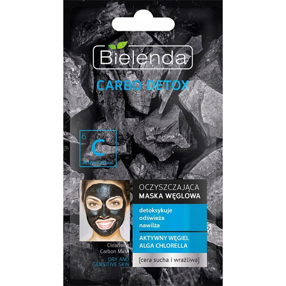 Bielenda Carbo Detox čistiaca a detoxikačná maska pre suchú a citlivú pleť 8 g