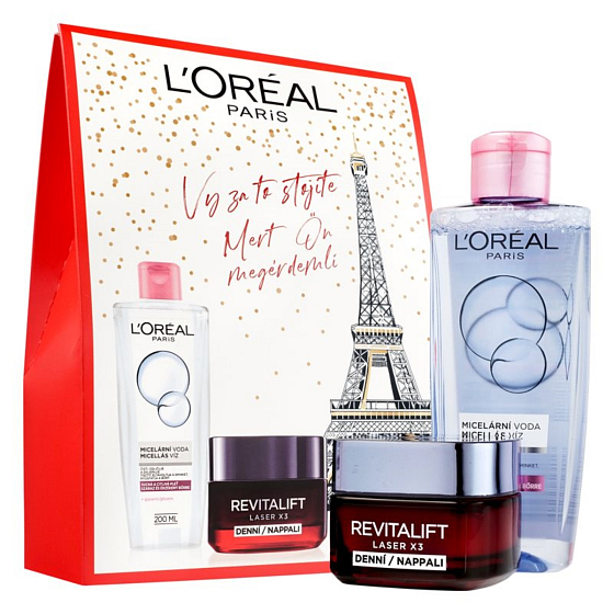 Loreal Paris Revitalift Laser X3 denný krém 50 ml + Skin Perfection micelárna voda 200 ml, kozmetická sada