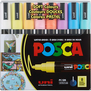 Posca Univerzálna sada akrylových fixiek 1,8 - 2,5 mm Mix pastelových farieb 8 kusov PC-5M