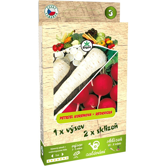 Biom Petržlen hanácky koreň + reďkovka Saxa strip 5 m