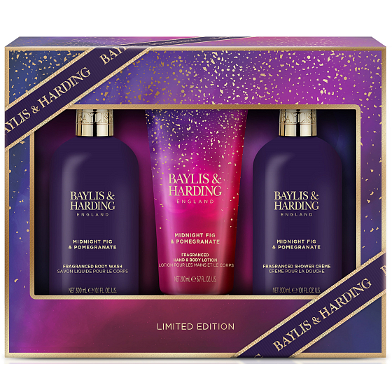 Baylis & Harding Fig and Pomegranate shower cream 300 ml + body and hand lotion 200 ml + shower gel 300 ml, kozmetická sada pre ženy