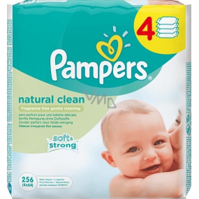 Pampers Natural Clean vlhčené obrúsky 4 x 64 kusov