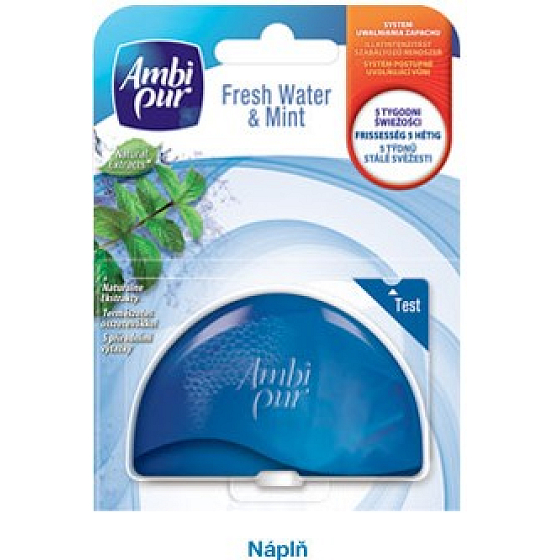 Ambi Pur Fresh Water & Mint Wc blok tekutý záves náhradná náplň 55 ml