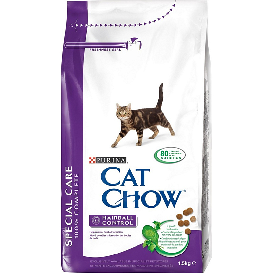 Purina Chow Special Care Hairball kompletné krmivo zabraňujúci vzniku trichobezoárov 1,5 kg