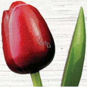 Bohemia Gifts Drevený tulipán červeno-biely 34 cm