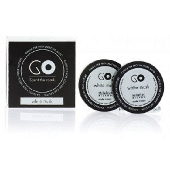 Millefiori Milano Go White Musk - Biele pižmo vôňa do auta náhradná náplň vonia až 2 mesiace 2 kusy x 13 g