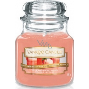 Yankee Candle White Strawberry Bellini - Biely jahodový koktail vonná sviečka Classic malá sklo 104 g