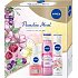 Nivea Paradise Mood sprchový gél 300 ml + dezodorant sprej 150 ml + odličovač očí 125 ml, kozmetická súprava pre ženy