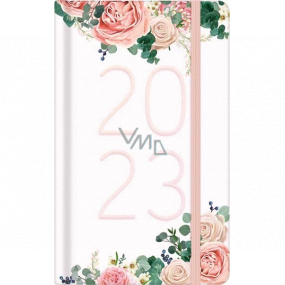 Albi Diary 2023 vreckový diár s gumičkou Roses 15 x 9,5 x 1,3 cm