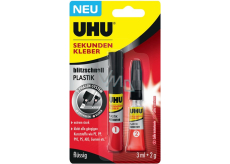 Uhu Super Glue Plastic ultra rýchle dvojfázové sekundové lepidlo na lepenie plastov 3 ml + 2 g