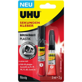 Uhu Super Glue Plastic ultra rýchle dvojfázové sekundové lepidlo na lepenie plastov 3 ml + 2 g