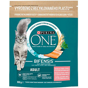 Purina One Adult granule pre mačky s lososom a celozrnnými obilninami, 800 g