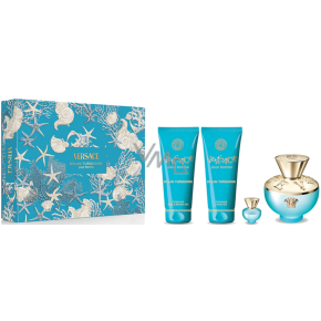 Versace Dylan Turquoise Pour Femme toaletná voda 100 ml + telový gél 100 ml + sprchový gél 100 ml + toaletná voda miniatura 5 ml, darčeková sada pre ženy